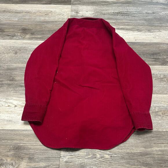 Vintage 1970s Kmart Red Corduroy Shirt Burgundy 70s M Shacket Button Shirt Rare - Picture 4 of 7